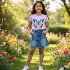 Lavender Butterfly Printed Cotton Tee