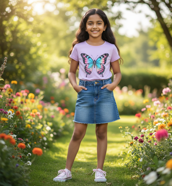 Lavender Butterfly Printed Cotton Tee