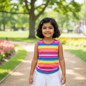 Rainbow Striped Cotton TShirt for Girls