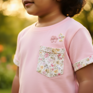 Pink Floral Pocket TShirt for Girls