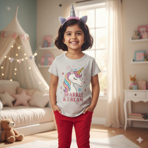 Unicorn Graphic Off-White Cotton T-Shirt