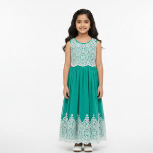 Teal Elegance with Lace Overlay Dress