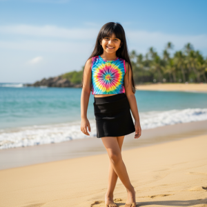 Rainbow Tie-Dye Cotton Blend Crop Top