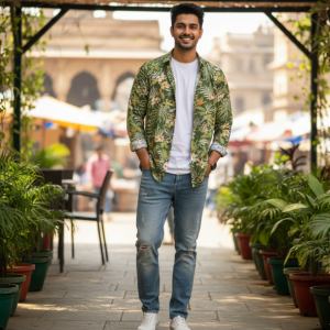 Green Floral Print Shirt