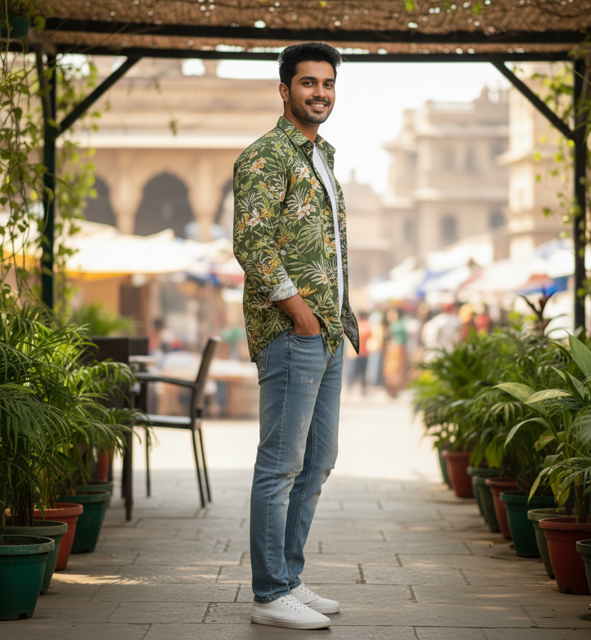 Green Floral Print Shirt - Image 2