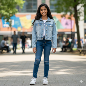 Cropped Light Wash Denim Jacket