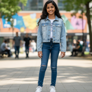 Cropped Light Wash Denim Jacket