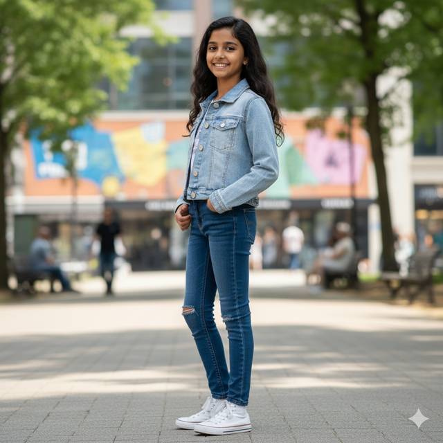 Cropped Light Wash Denim Jacket - Image 2