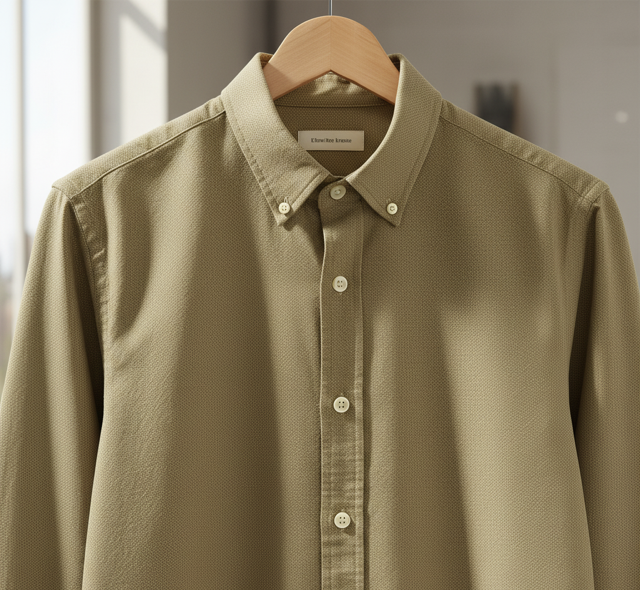Khaki Oxford Weave Shirt - Image 2