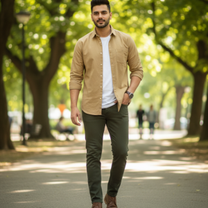 Khaki Oxford Weave Shirt