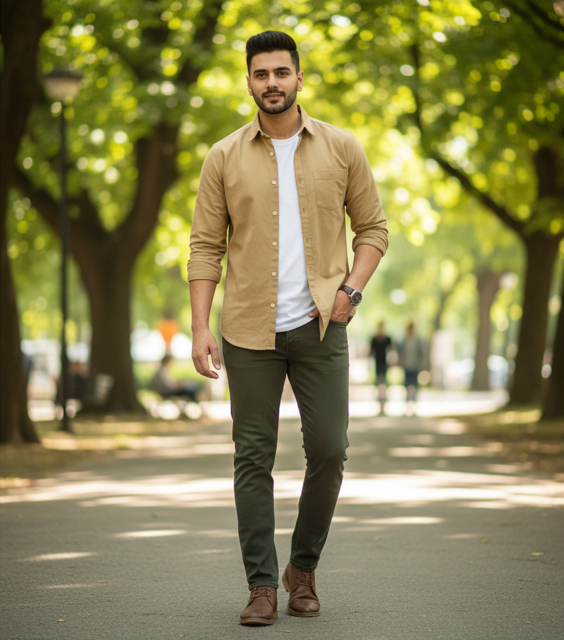 Khaki Oxford Weave Shirt