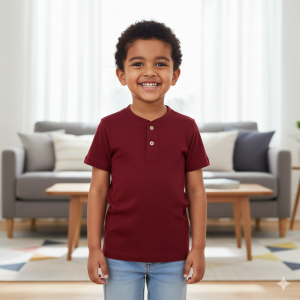 Maroon Henley Neck T-Shirt