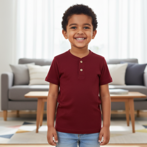 Maroon Henley Neck T-Shirt