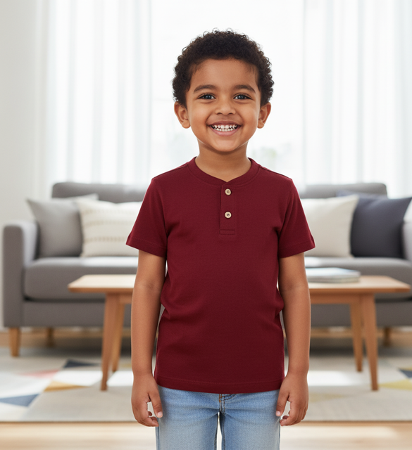 Maroon Henley Neck T-Shirt