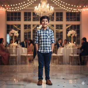 Navy Blue Checked Cotton Shirt