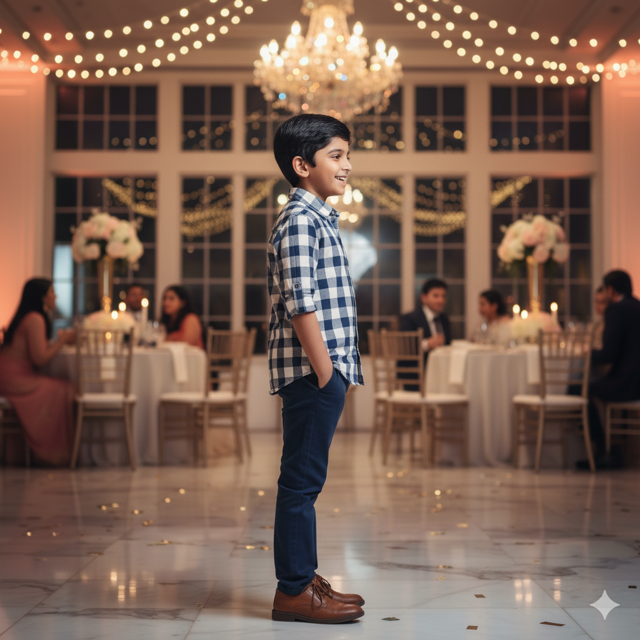 Navy Blue Checked Cotton Shirt - Image 2