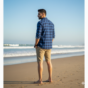Indigo Blue Checked Casual Shirt