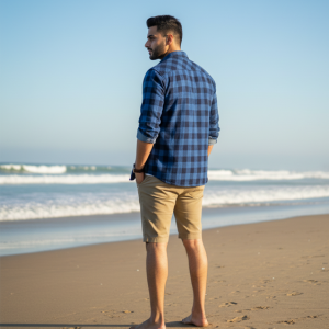 Indigo Blue Checked Casual Shirt