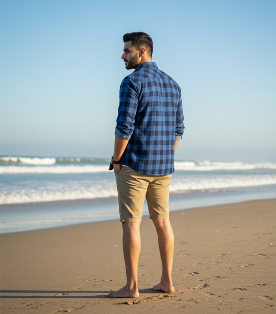 Indigo Blue Checked Casual Shirt