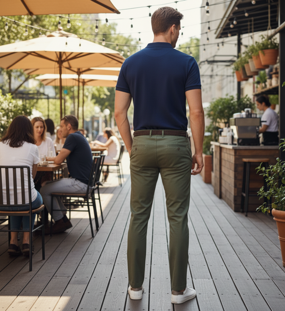 Olive Stretch Chinos - Image 2