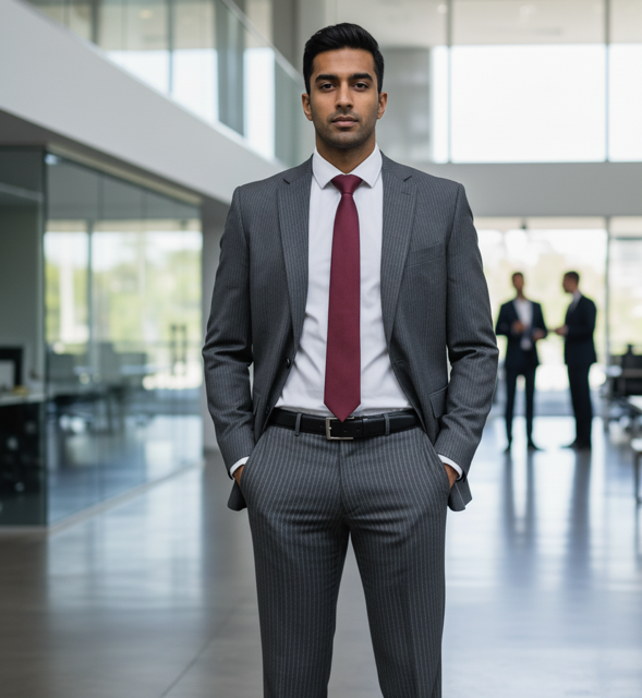 Charcoal Pinstripe Trousers - Image 3