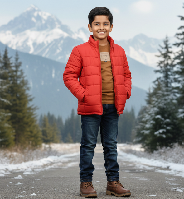 Red Puffer Winter Jacket