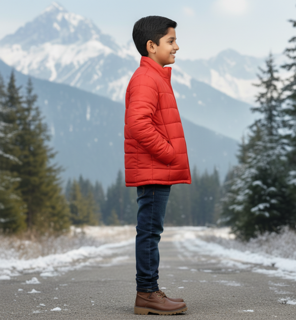 Red Puffer Winter Jacket - Image 2