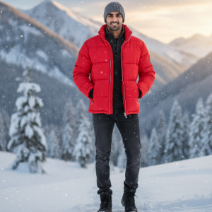 Red Puffer Winter Jacket