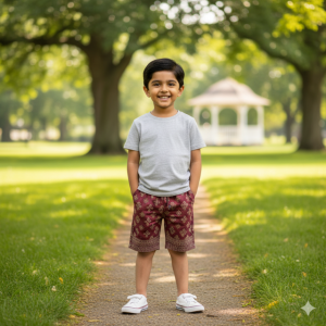 Maroon Printed Casual Shorts