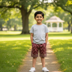 Maroon Printed Casual Shorts