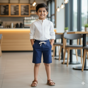Navy Cotton Chino Shorts