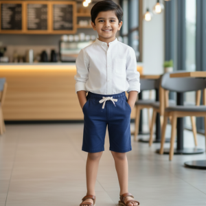 Navy Cotton Chino Shorts