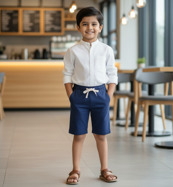 Navy Cotton Chino Shorts