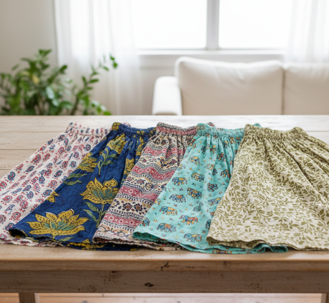 Printed Cotton Skirt with Elastic - Image 2