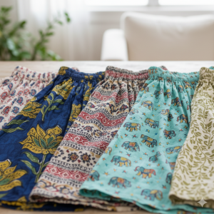 Printed Cotton Skirt with Elastic