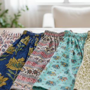 Printed Cotton Skirt with Elastic