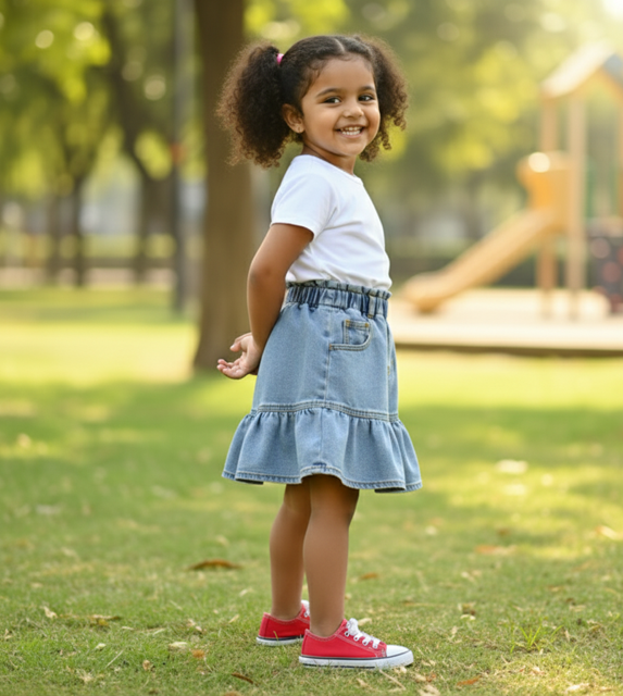 Denim Frill Hem Skirt - Image 2