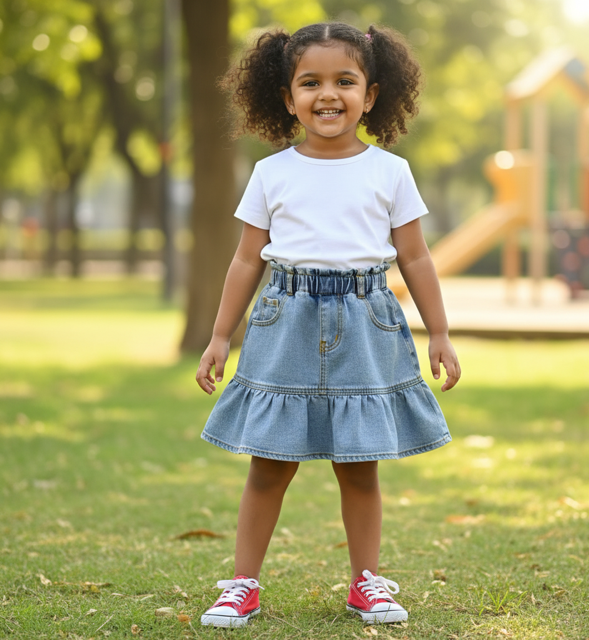 Denim Frill Hem Skirt