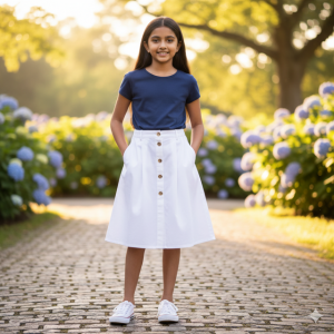 White Cotton Poplin Skirt