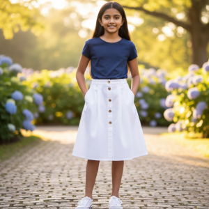 White Cotton Poplin Skirt