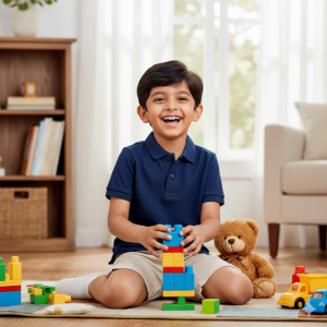 Navy Blue Polo Collar T-Shirt