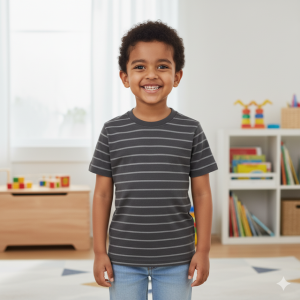 Charcoal Gray Striped T-Shirt