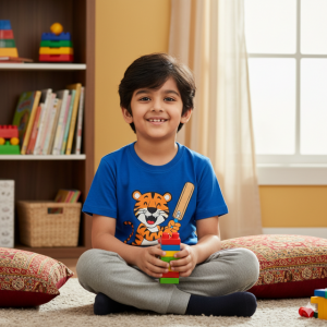 Royal Blue Graphic Cotton T-Shirt