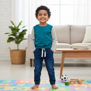 Teal Contrast Sleeve T-Shirt