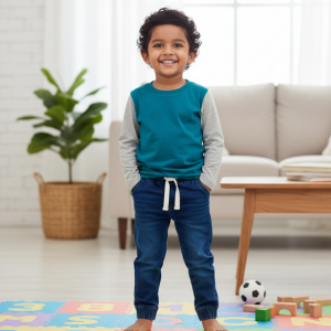 Teal Contrast Sleeve T-Shirt