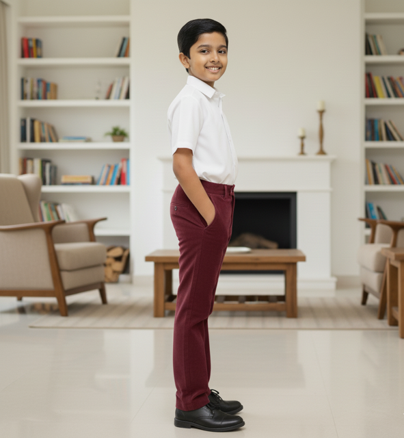 Maroon Corduroy Casual Trousers - Image 2