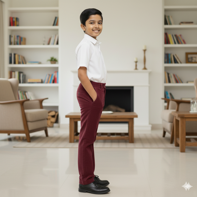 Maroon Corduroy Casual Trousers - Image 2