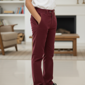 Maroon Corduroy Casual Trousers
