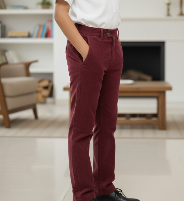 Maroon Corduroy Casual Trousers