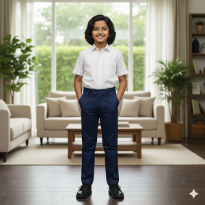 Navy Blue Cotton Chino Trousers